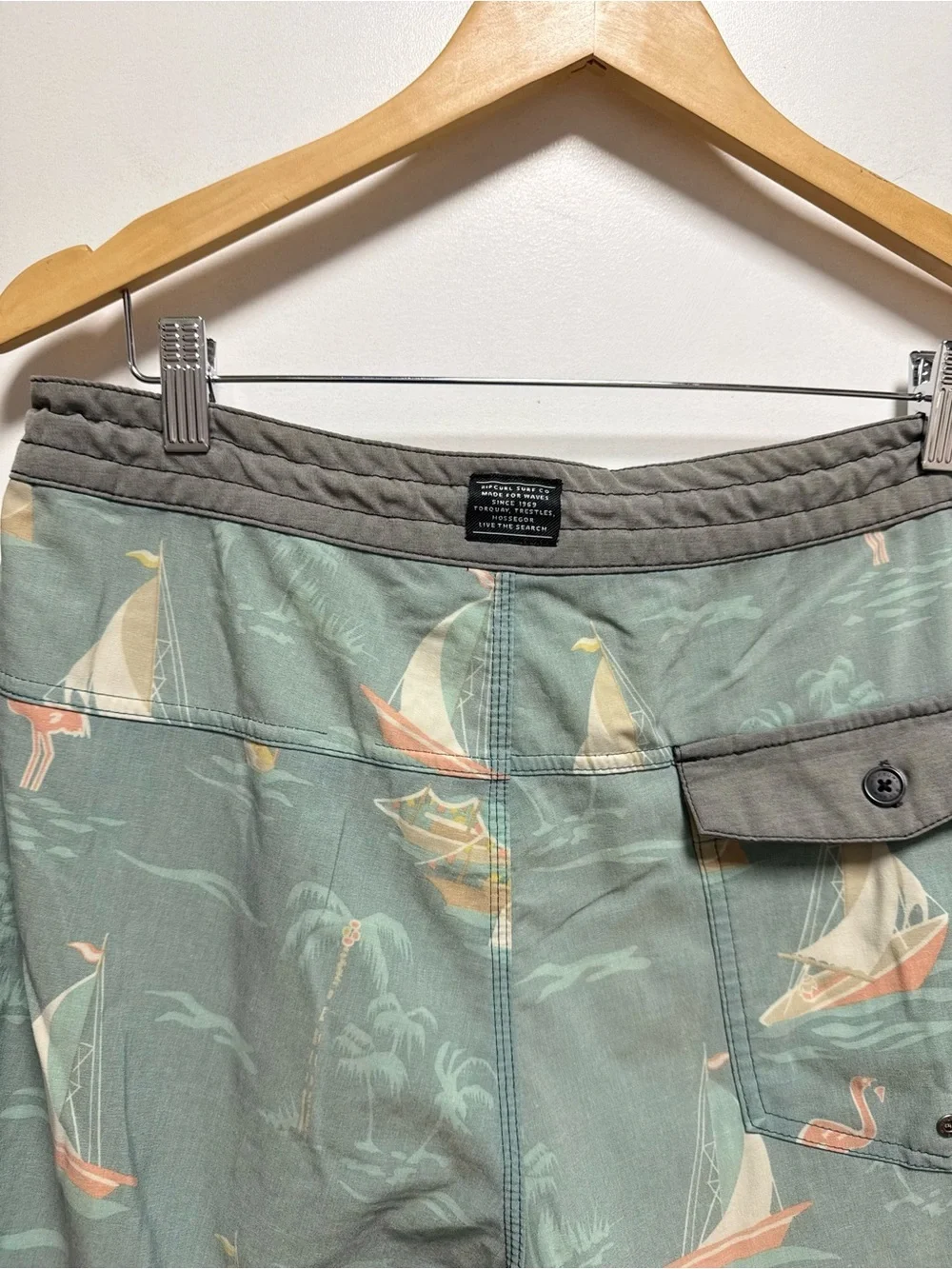 Rip Curl Seafoam Green Sailboat Print Board Shorts
